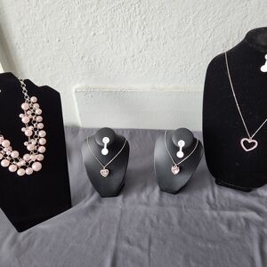 Paparazzi Pink Heart and Bead Necklace Set